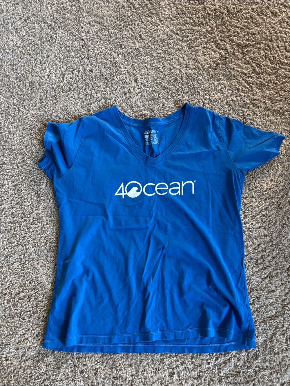 4ocean Blue V-Neck Logo Tee Size L